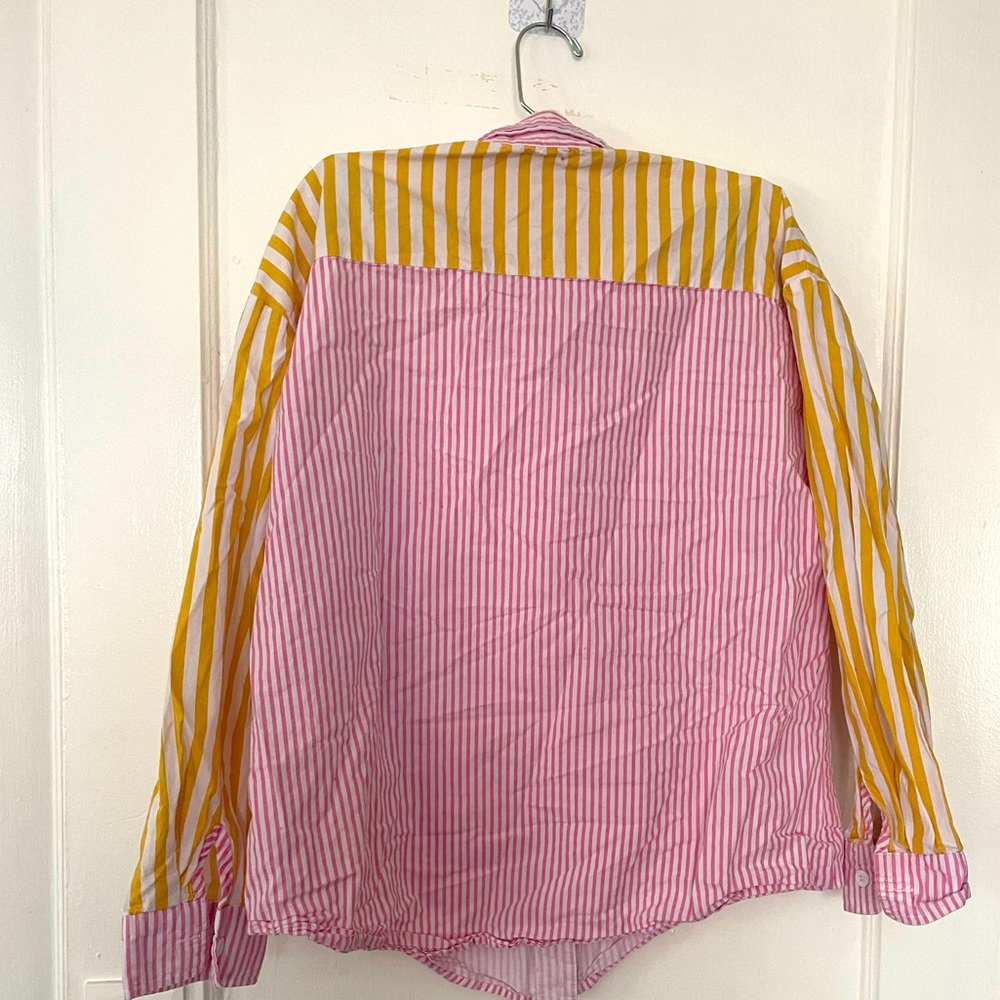 Pink and orange striped relaxed button down - Picture 2 of 2